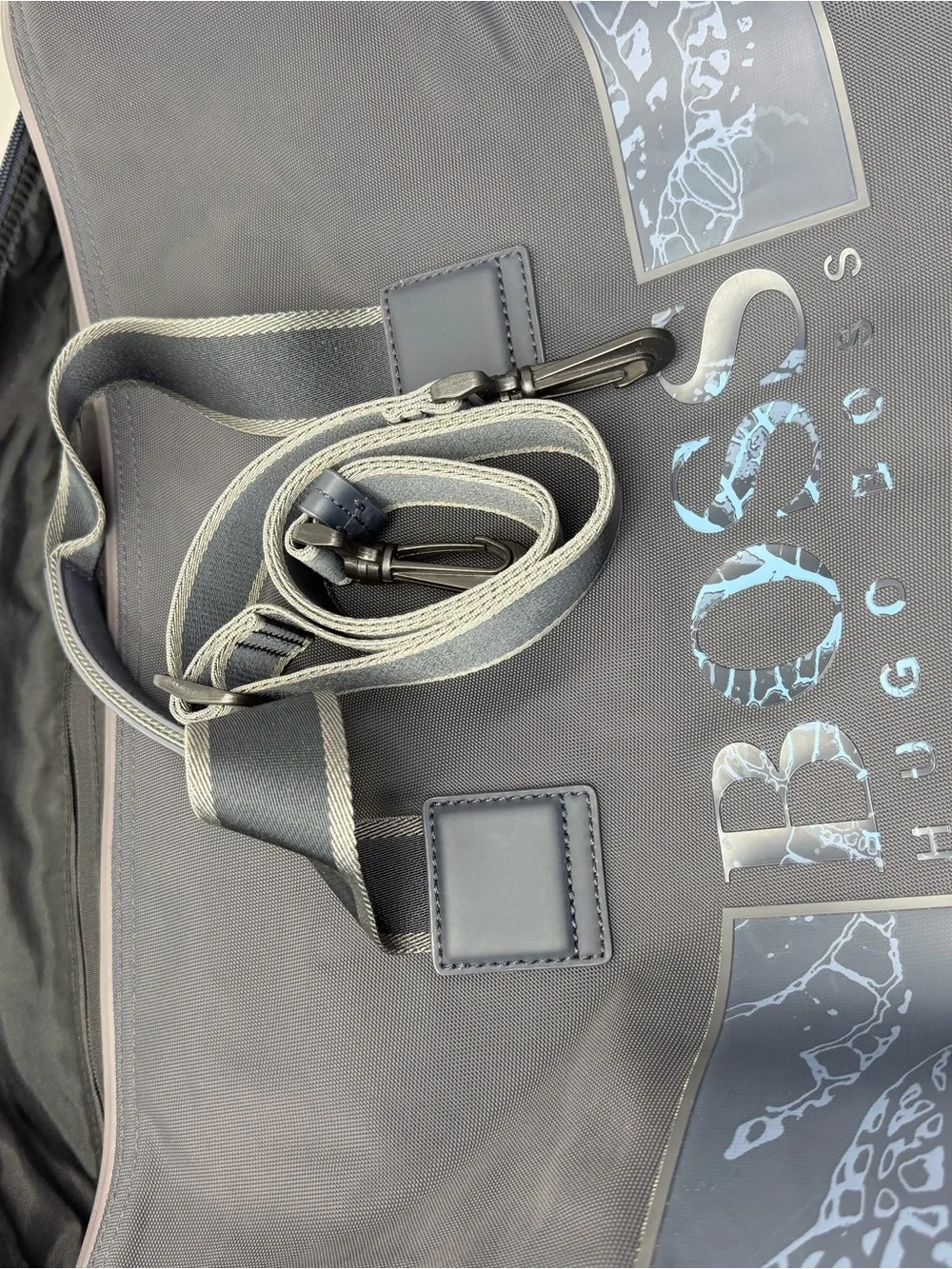 Hugo Boss Gray Duffle Bag Weekender Gym Travel Shoulder Strap
